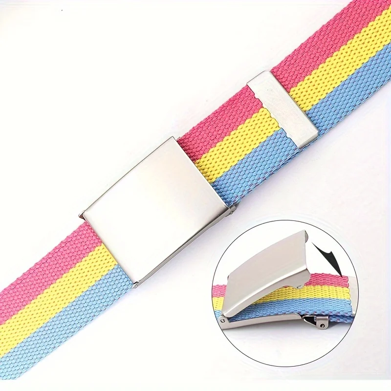 Rainbow Pride Canvas Belt with Square Buckle - Versatile & Stylish for Jeans image 5