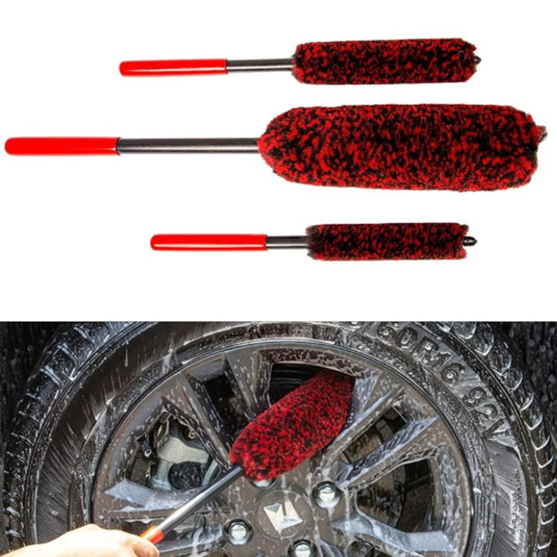 Auto Wheel Detailing Brush Bendable Wheel Woolies Car Cleaning Tool For Car Rim Tire Washing Easily Clean Hard-To-Reach Area 1PC