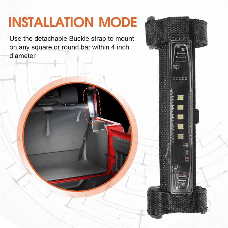 

UTV ATV Interior Light, Universal Roll Bar Mount LED Light Roof Top Lamp For Polaris RZR Can-Am Car-X67A