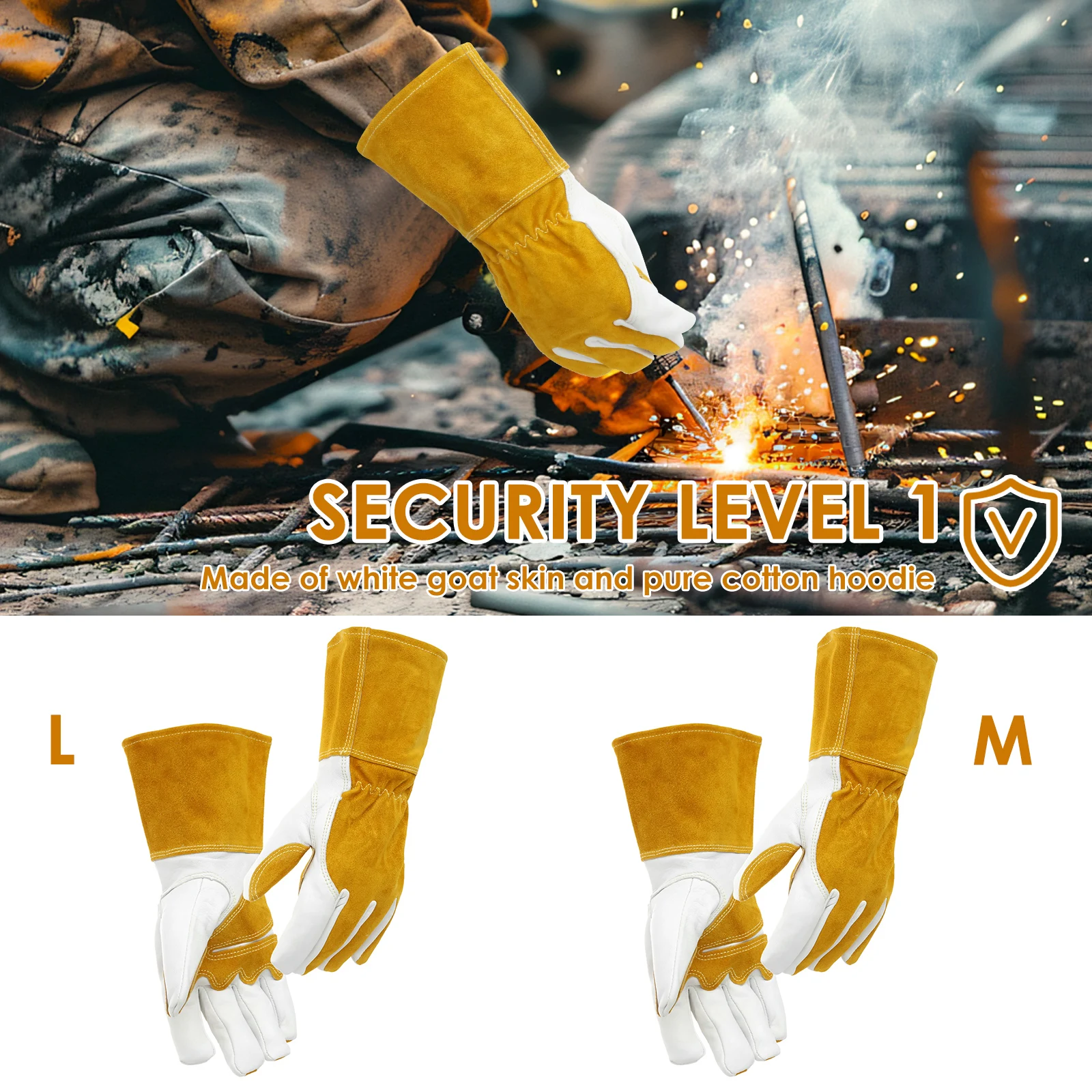 2 Pcs Welding Glove Goatskin Cutting Glove with Comfortable Lining Multifunctional New Heat Resistant Mitt for Welding Grinding