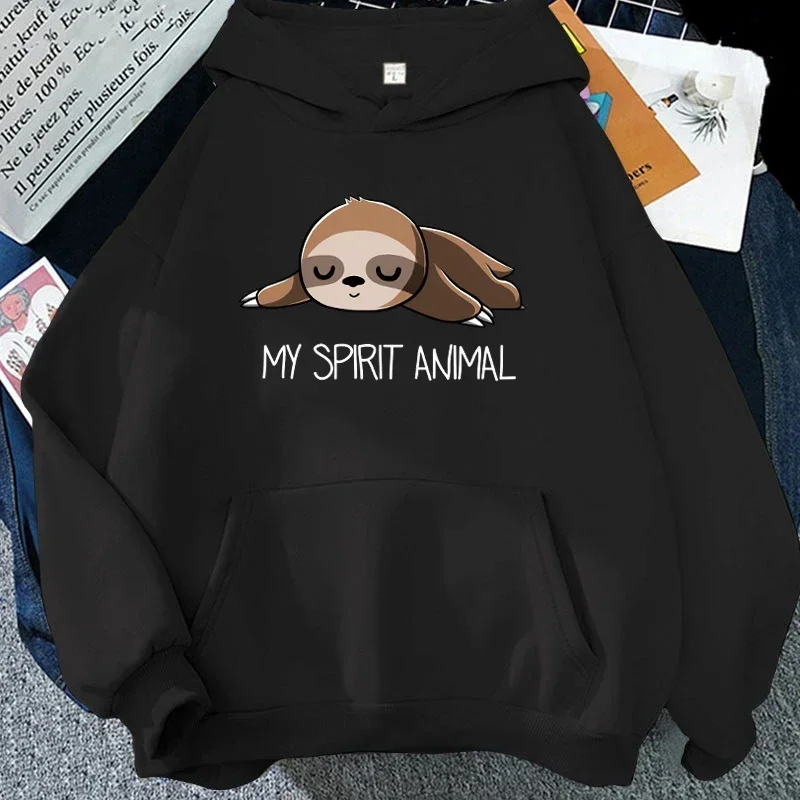 

2024 Women'S Winter Autumn Fashion Hoodies Casual Sloth My Spirit Animal Letter Printed Autumn Long Sleeve Hoody Hooded