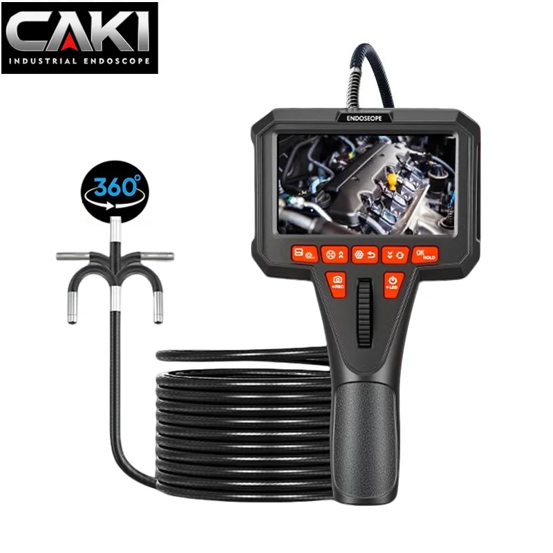 

360 Articulating Borescope 1080P 6mm 4.5inch LCD Monitor Industrial Inspection Camera Diesel Engine Inspection Pipeline Aviation