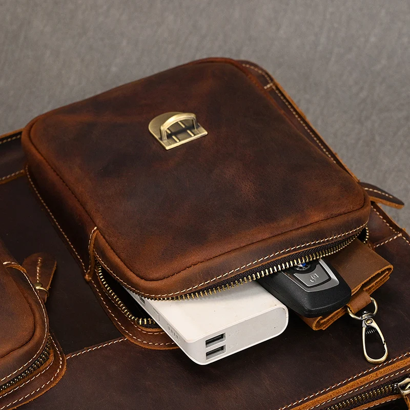 Sac à main en cuir de vachette véritable pour hommes, étui à bombes, cuir de vachette optique, sac pour ordinateur portable d\'affaires, sac de