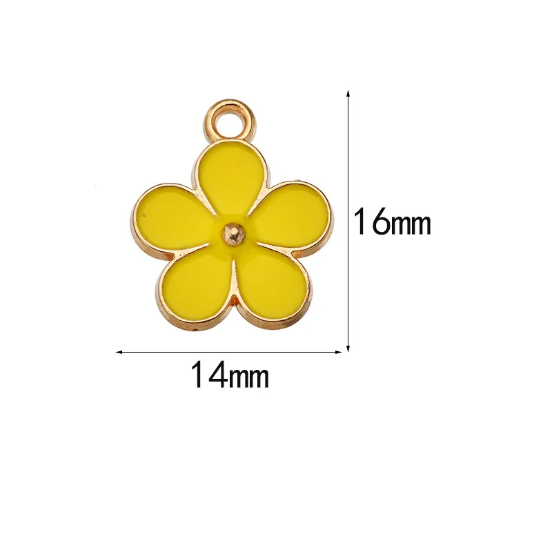 20 pcs/lot Fashion Gold Flowers Pendant Alloy Enamel Accessories Charms for Women, Earrings/Necklace Handmade DIY Jewelry