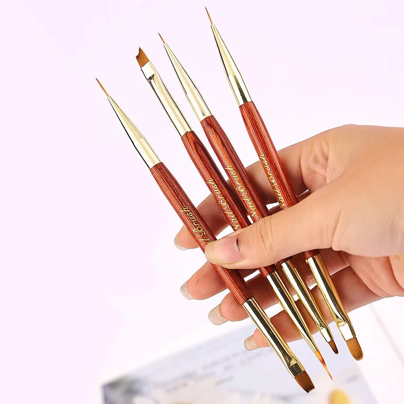 1/4PCS Gold Double Head Nail Brush Drawing Brush Liner Brush Painting Pen Gel Polish Crystal Nail Art Manicure Tools Nails