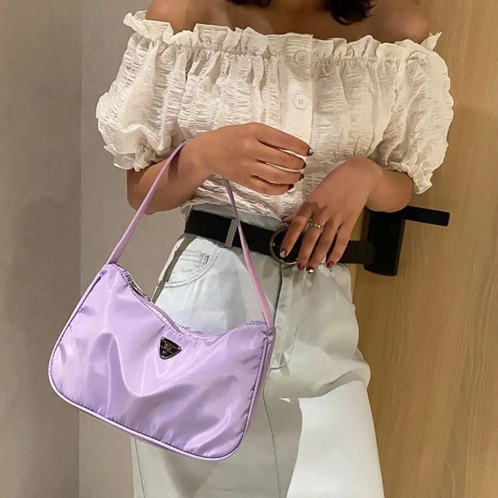 Korean Fashion Very Peri Mini Hand Bag Women Single Shoulder Underarm Bag Messenger Bag Wide Shoulder Strap Nylon Bag