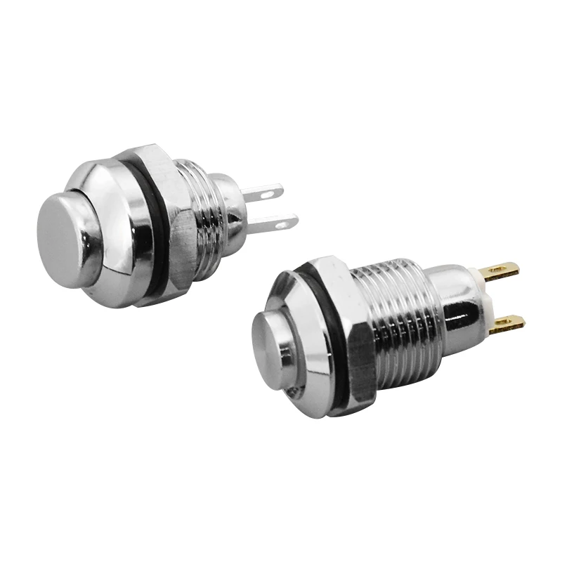 1 szt. 8mm metalowy przełącznik wciskany samoresetujący chwilowy samoblokujący zatrzask 2 piny wysoka głowica 3A/250V komputerowy dzwonek do drzwi