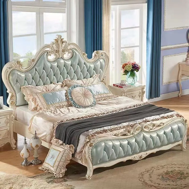 Medium Range Base Double Bed Wooden High Sleeper Adults Full Size Double Bed Bedroom Luxury White Camas De Dormitorio Furniture