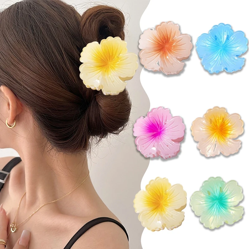 

AISHG Gradient Flower Acrylic Hair Claw Clip for Women Sweet Hair Claws Crab Clamp Barrettes Hawaiian Headwear Accessories