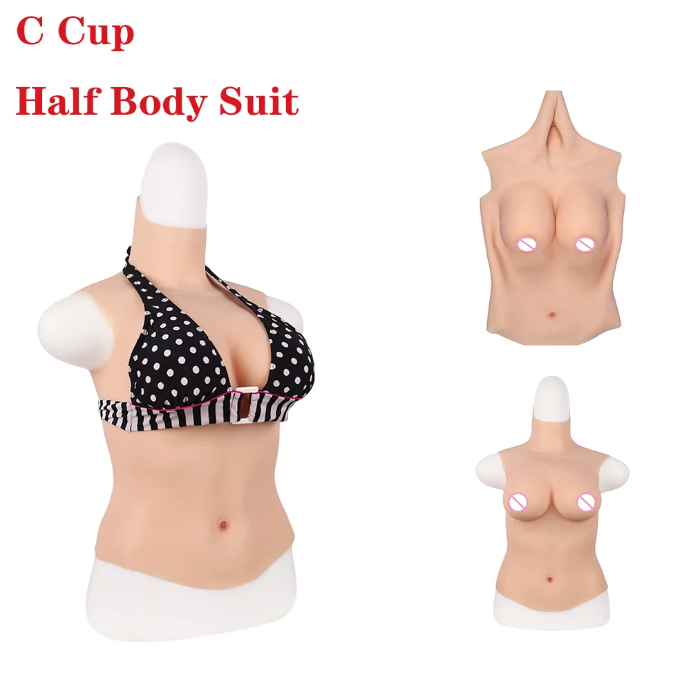 

Tgirl C Cup Silicone Breast Forms Half Body suit no legs Fake Boobs For Transvestite Cross-Dresser Cosplay