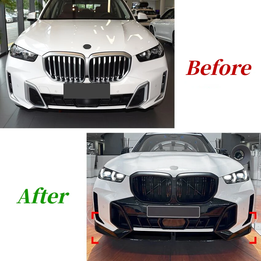 For BMW X5 G05 LCI M Sport 2023-2024 Car Front Bumper Spoiler Blade Lip Splitter Diffuser Lower Body Kit Tuning Guard Protector