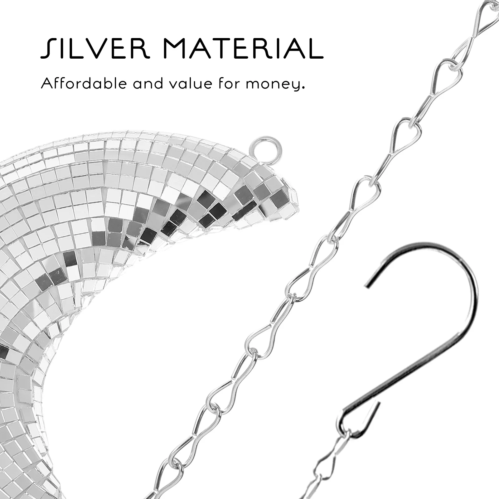 

Silver Moon Pendant Glass Hanging Disco Ball Retro Wall Ornament Reflective Home Decoration Moon Wall Pendant Sparkling Light