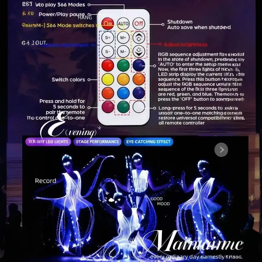

Rainbow Color Change Fiber Optic Skirt Tutu Dress Controller for Ballet Costume Party Performance Photography Light up Dress