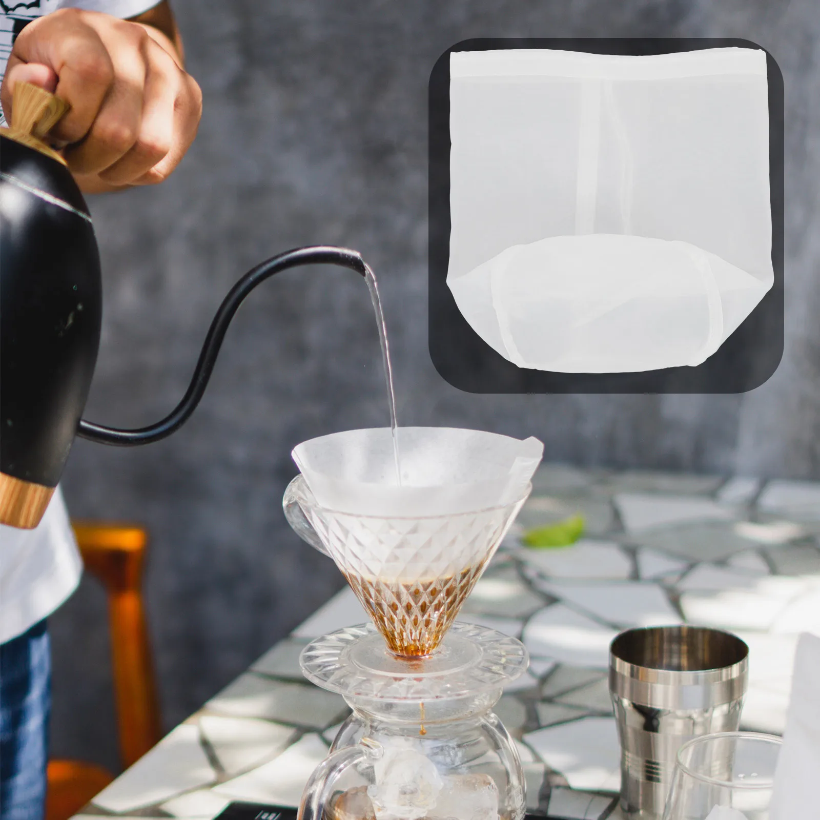 

Premium Nylon for Wine Coffee Soybean Milk Brew Nut Milk Mesh Strainer Large Food Grade Drawstring Pouch for Tea Homemade Drinks