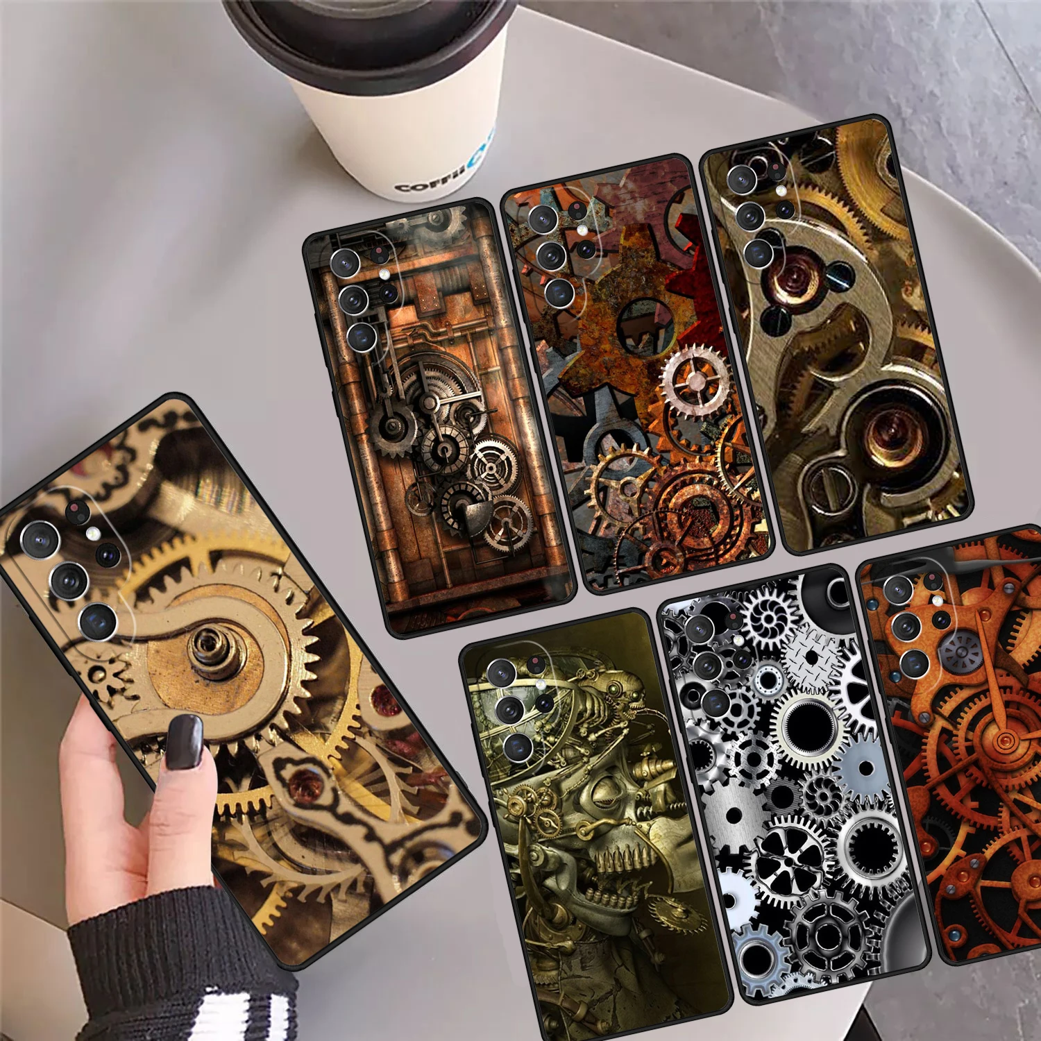 Steampunk Gear Mechanical Phone Case Cover For Samsung Galaxy S24 Ultra 23 S22 Plus S21 FE S20 S8 S9 S10 Note 10 Pro 20