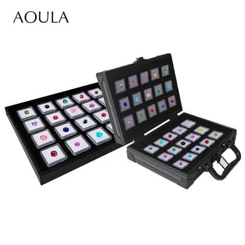 Gemstones Display Travel Carrying Case Loose Diamond Collection Box Tray & Suitcase White Foam Gem Jars Holder Storage Organizer