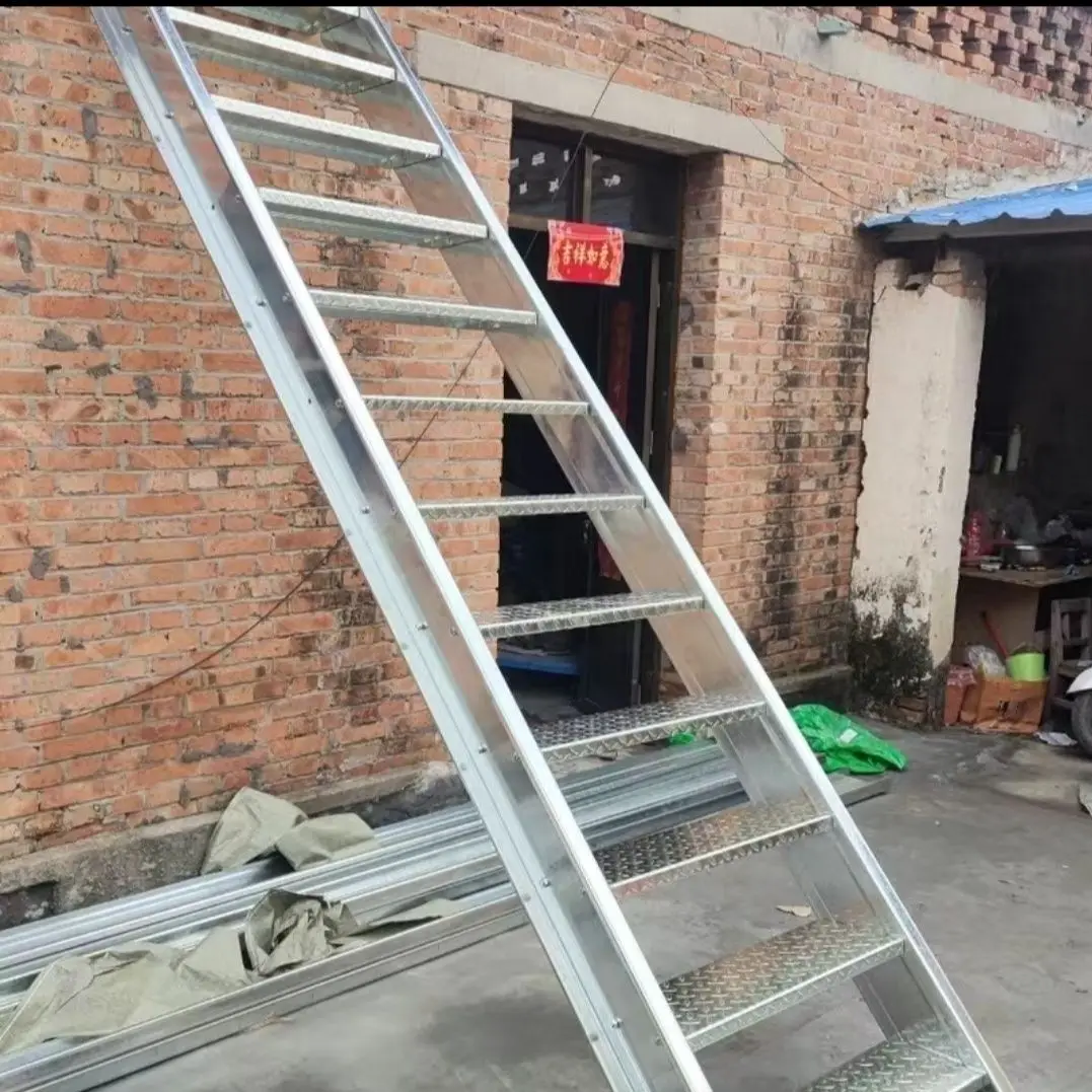 Outdoor stairs Outdoor stairs Galvanized simple rust Indoor stepping non-slip loft Household open-air thickening