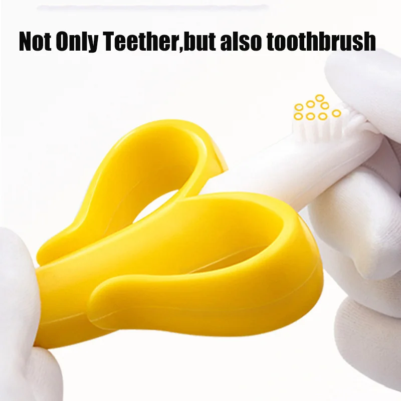 Silicone Baby Teether Toys BPA Free Safe Banana Teething Ring Toddler Chew Dental Care Toothbrush Nursing Beads Gift For Kids