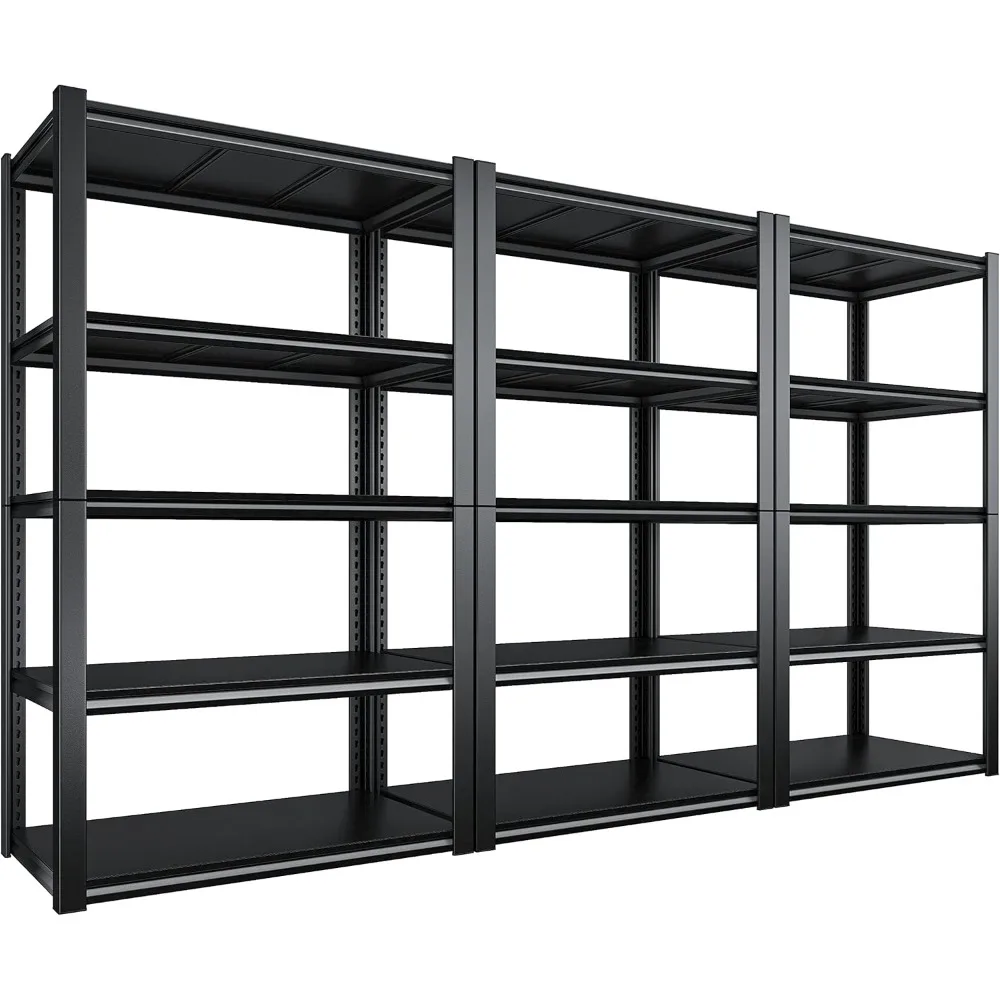 5 Tier Heavy Duty Metal Shelves Storage Shelves, 2000LBS Capacity, Industrial Style, 3 Pack, Garage, Kitchen, Living Room