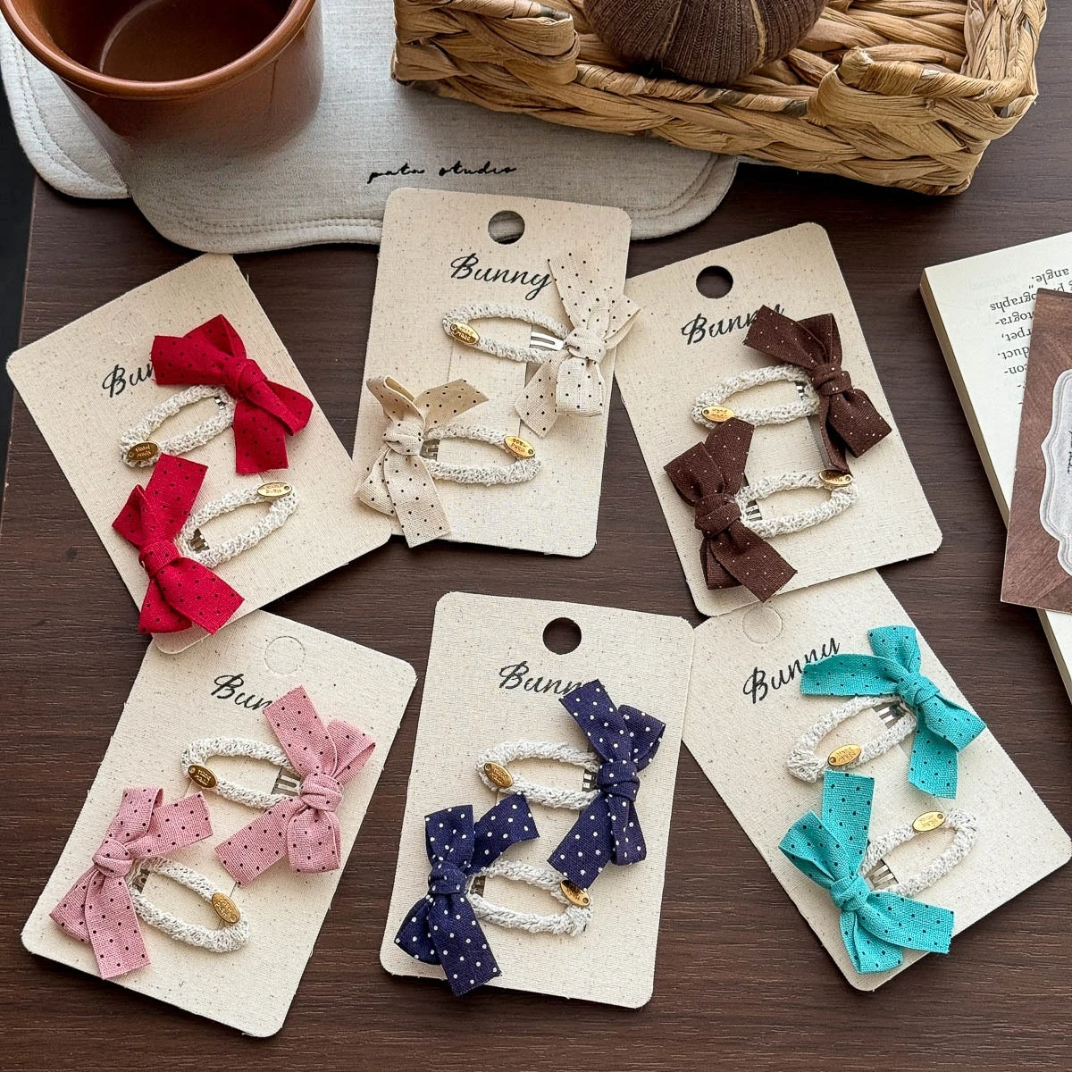 2pcs Color Bow Children's Hairpin Sweet Girl BB Clip Barrettes Headwear Hair Clip Kids Bangs Side Clip Hair Accessories