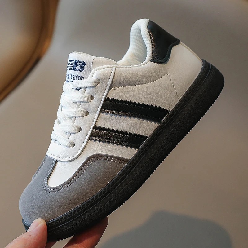 

2025 Children's Fashion Sports Shoes - PU Leather Children's Soft-Topped Sports Shoes - Boys' and Girls' School Tennis Shoes