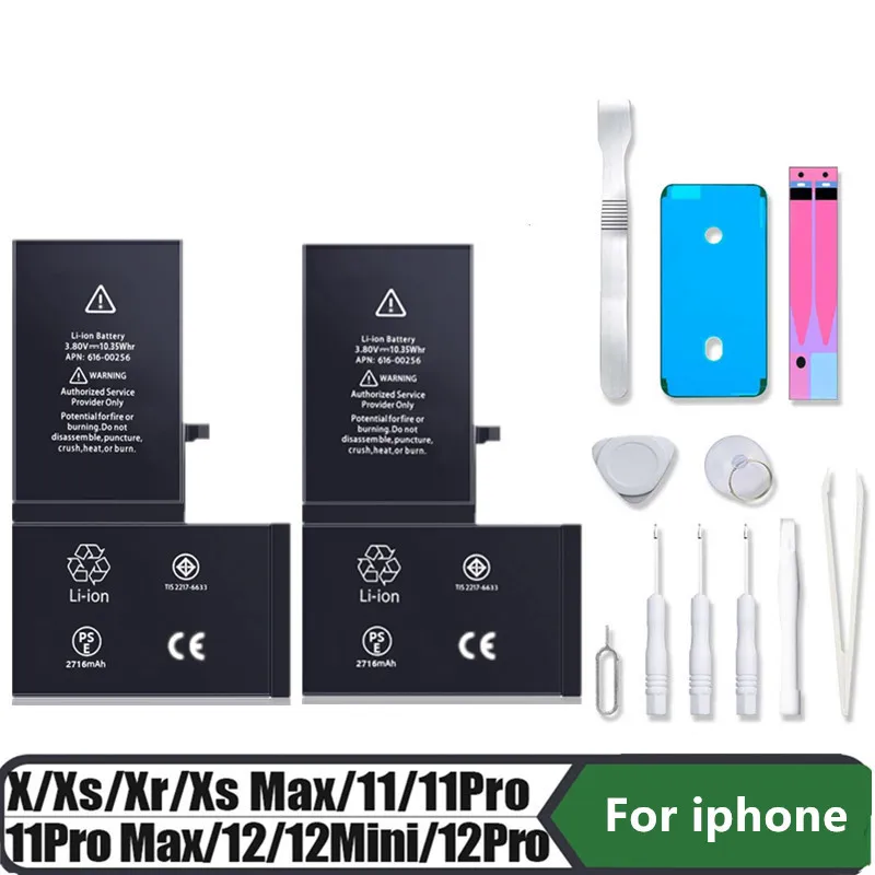 

100% New IC Phone Battery For iPhone SE 2 5S 6 6s 6p 6sp 7 7p 8 Plus X Xr Xs Max 11 12 13 PRO MAX Battery For Apple With Tools