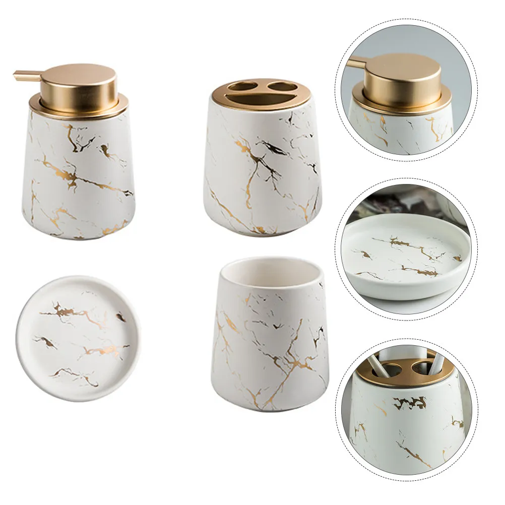 

Набор из 1 предмета: Элегантный набор для ванной комнаты из темно-зеленой керамики для хранения зубной пасты, зубных щеток, мыла и лосьона