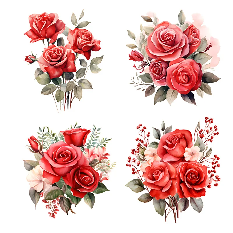 

T2345# Beautiful Red Roses Stickers Decoration for Living Room, Wall, Bedroom, Toilet and Home Decor Car Decals Self-Adhesive