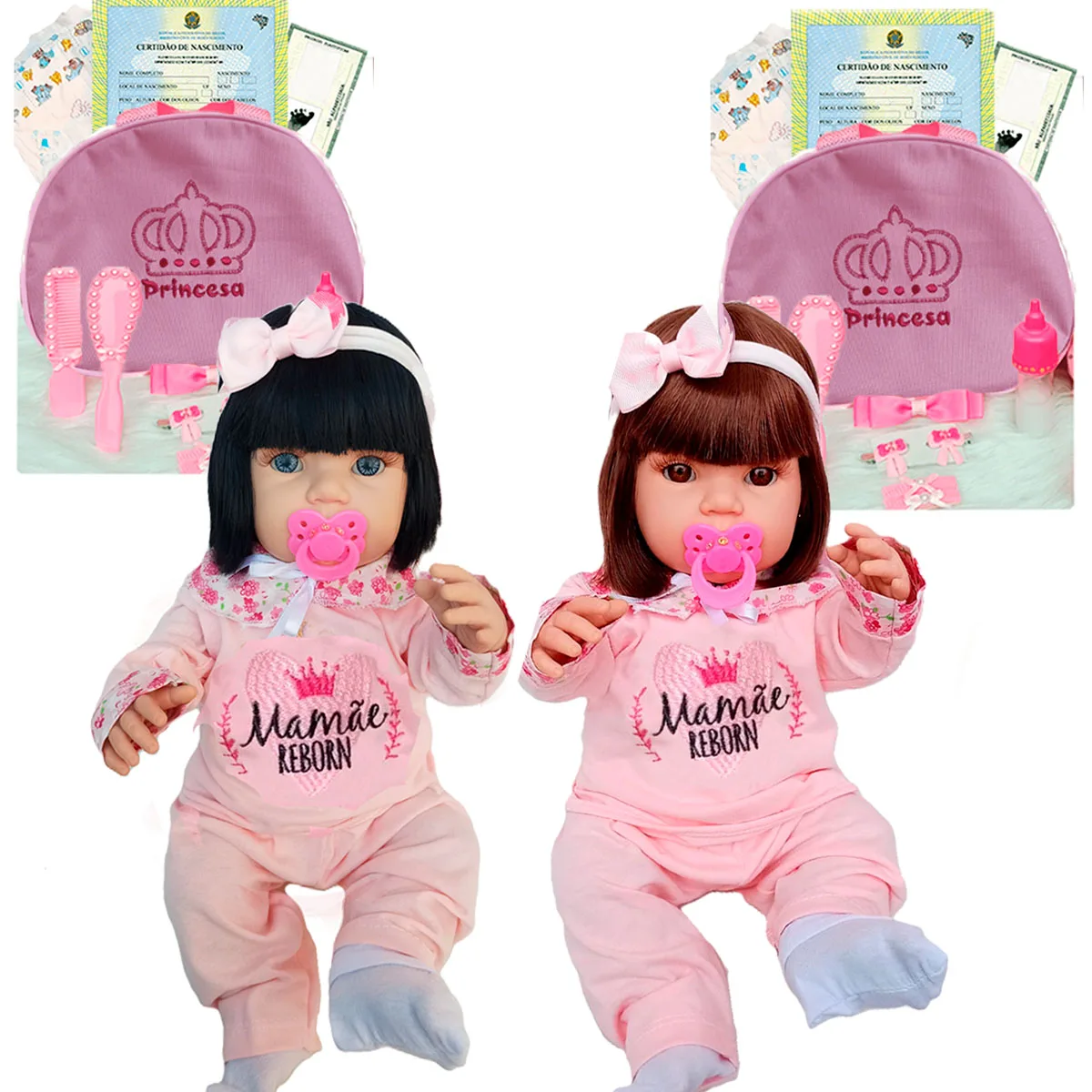 2 Reborn Babies 100% Silicone Accessories + Bag-40 Items