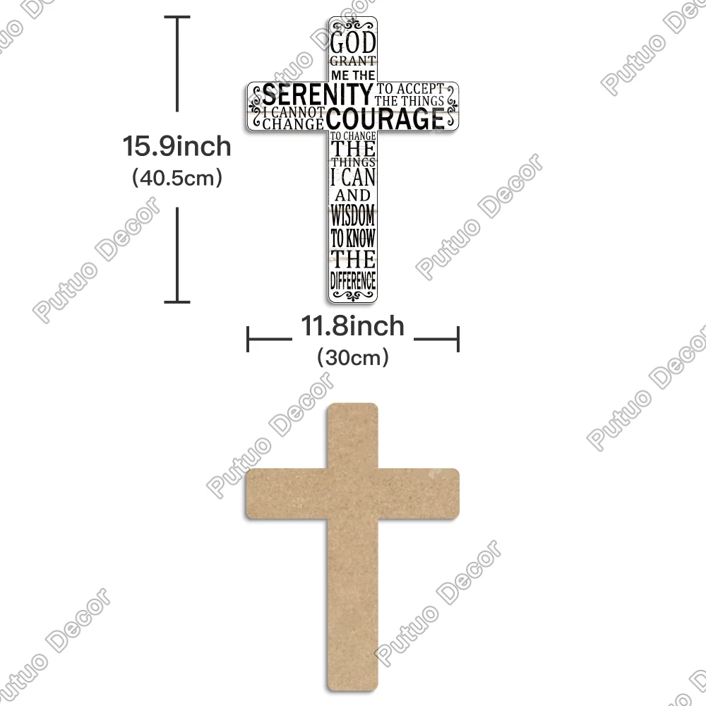 Putuo Decor Mexican Crucifix Wood Wall Deco 15.9 X 11.8 Inches, Madonna Decoration Wooden Wall Mounted Cross for Room