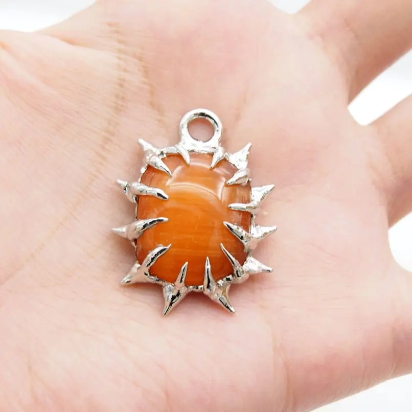 

10Pcs Brutalist Y2k Handmade Pendant Organic Claws Spiky Bubble Claw Thorns Silver Plated Soldered Glass Approx 3.3cm Jewelry