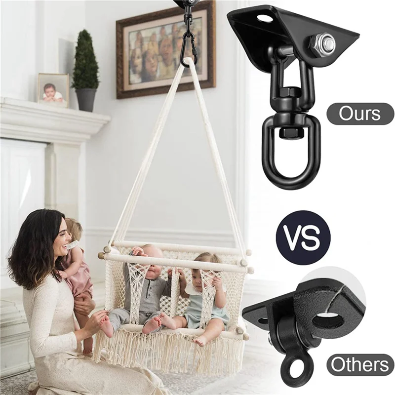 

T98C-3X Ceiling Hook Hanging Chair 360° Rotate Swing Hanger 450KG Swing Suspension Hook For Punching Bag,Hammock,Yoga,Etc