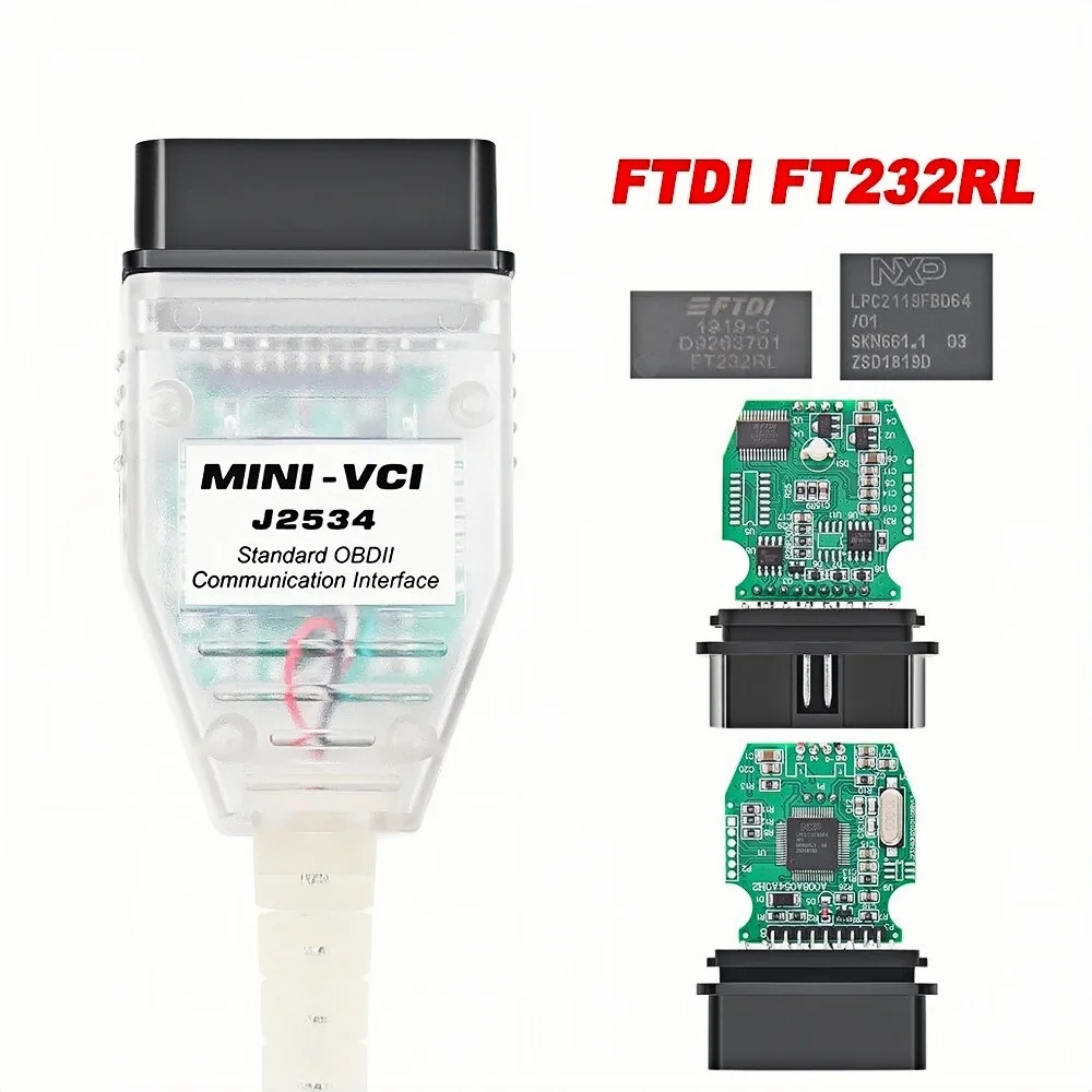 Mini Vci para Toyota J2534 V18.00.008 Cable de diagnóstico de coche OBD2 FT232RQ TIS Techstream MINI-VCI J2534 para Toyota
