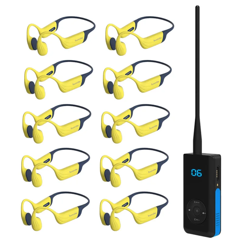 موصل مدرب السباحة تحت الماء - سماعة توصيل العظام IP68 وميكروفون محمول للمدرب مع تشغيل MP3 سعة 32 جيجابايت