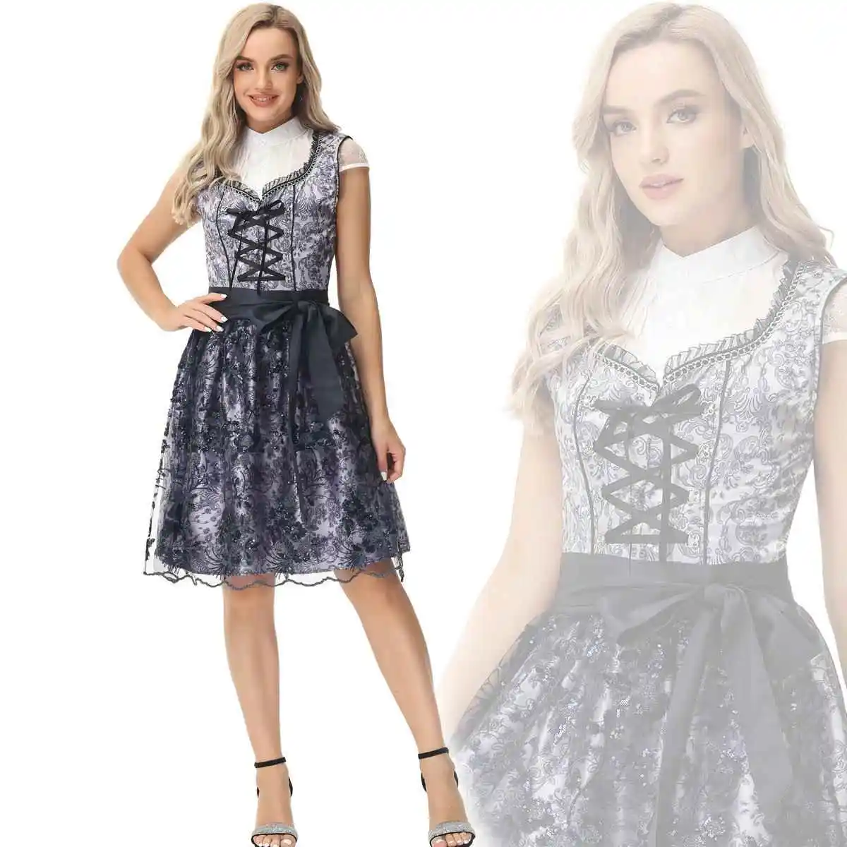 Хэллоуин Пивная Горничная Традиционный Баварский Национальный Костюм Сценическое Представление Бар DS Наряд Полиэфирное Волокно 00% Женская Одежда