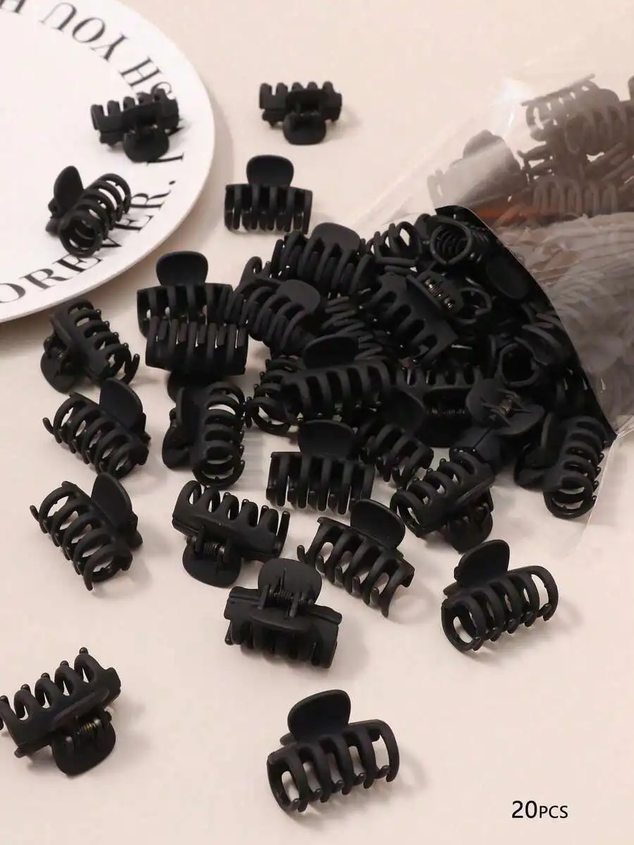 

20PCS Black Square Hair Claws Clips For Women Hair Accessories Stylish Jaw Clip