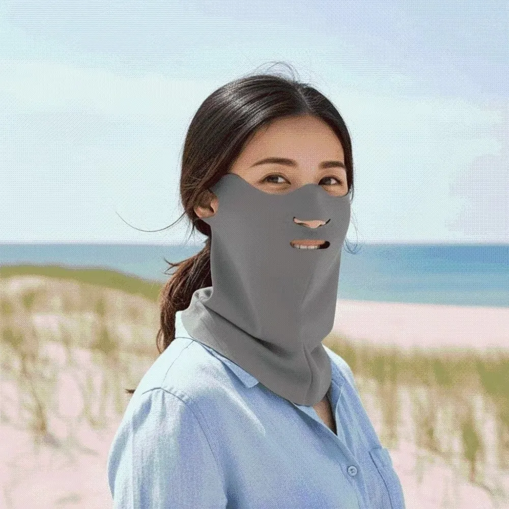 Modische Sommer-Sonnenschutzmaske für das Gesicht, atmungsaktiv, elastisch, Sonnenschutzmaske für den Hals, UPF50+, einfarbig, Anti-UV-Halstuch für den Außenbereich