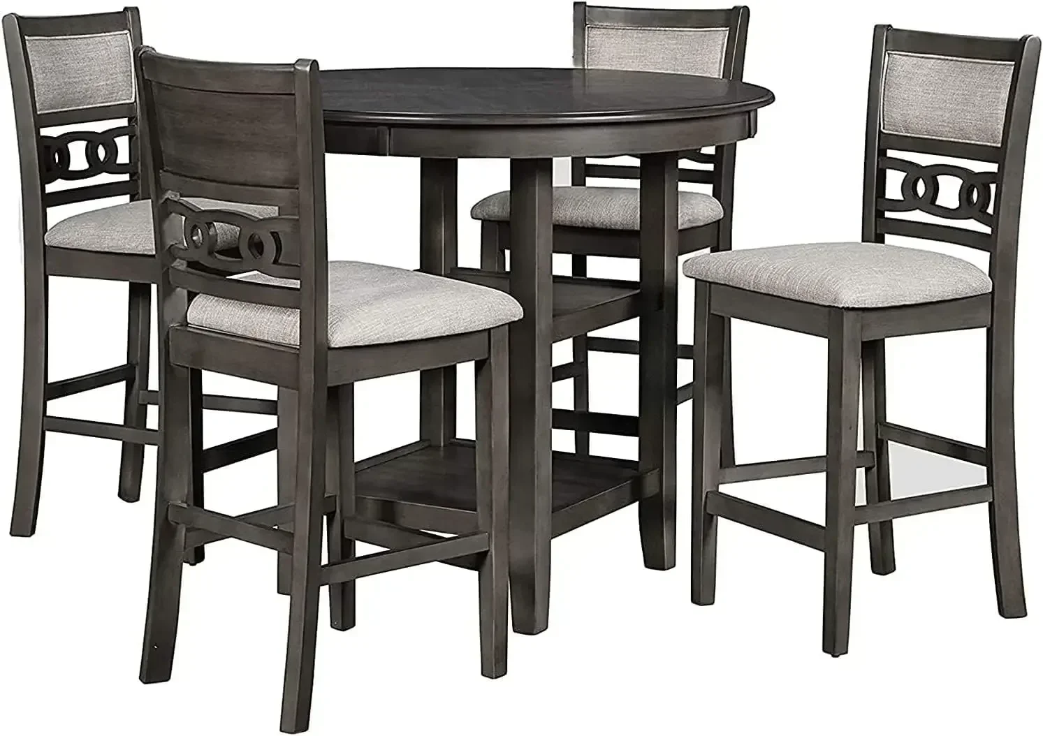 New Classic Furniture Gia 5-Piece Round Counter Height Set with 1 Dining Table and 4 Chairs, 42.25