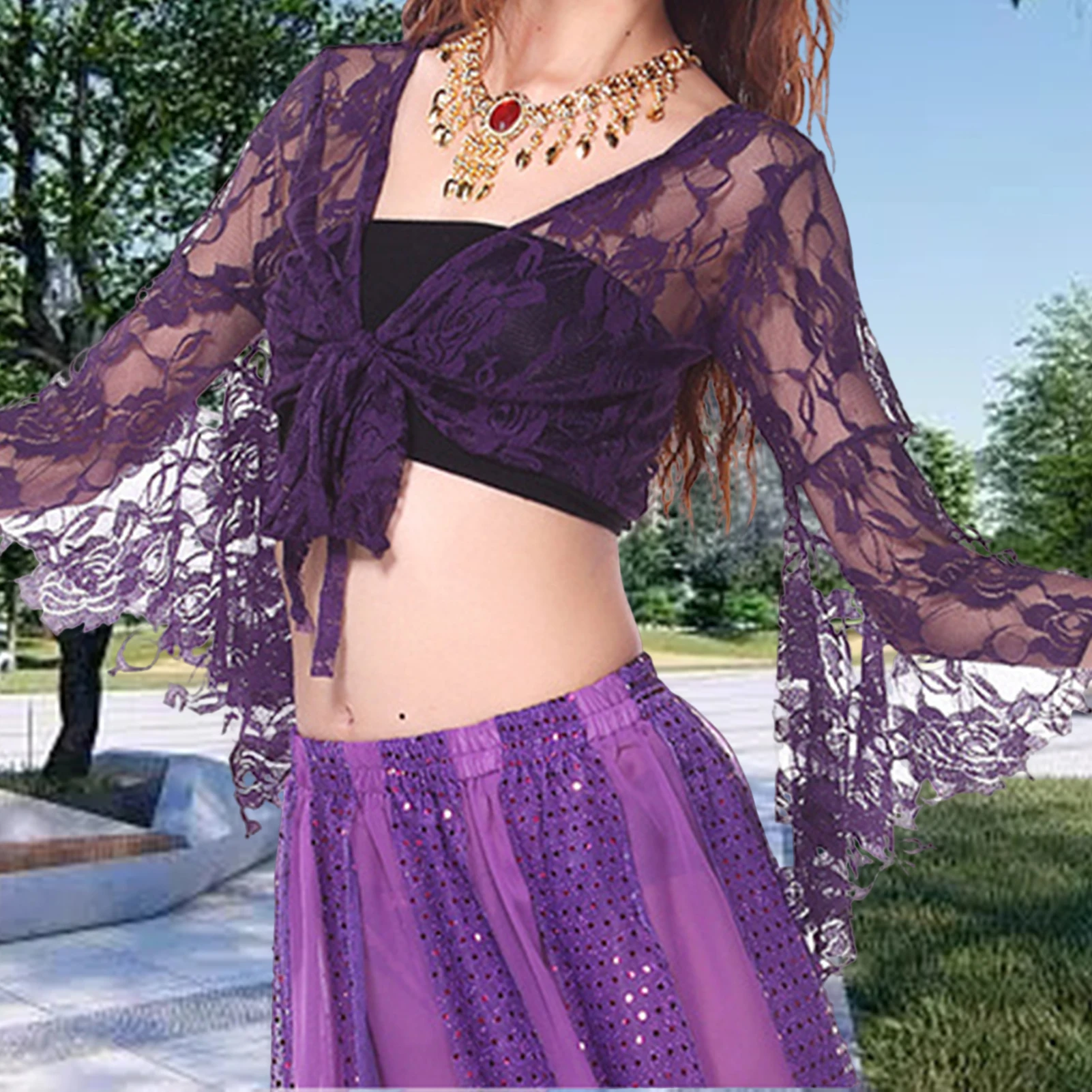 Top de manga trompeta para mujer, chal de práctica, regalo para amantes de la danza, amigo