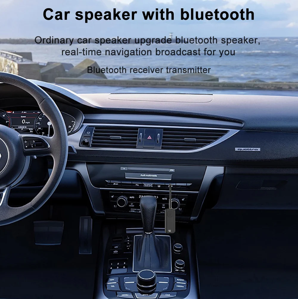 LED Display 2 in 1 Bluetooth Wireless Adapter BT 5.3 Receiver Transmitter RX TX With TF Card Stereo 3.5mm AUX Audio Player