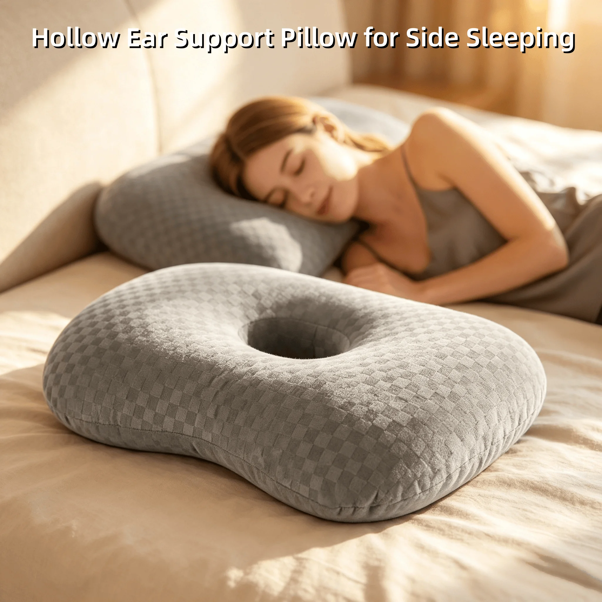 Ear Hole Pillow for Side Sleepers Ear Pain Relief Central Hole Design Pressure Relief Cushion for Ear Piercing Protection