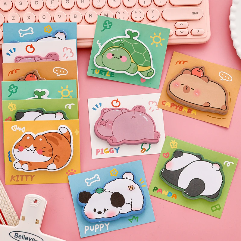 30Sheets Cute Animal Sticky Notes Cute Cartoon Memo Pad Ins Kawaii Stationery Sticker Tabs Memo Message Paper School Supplies