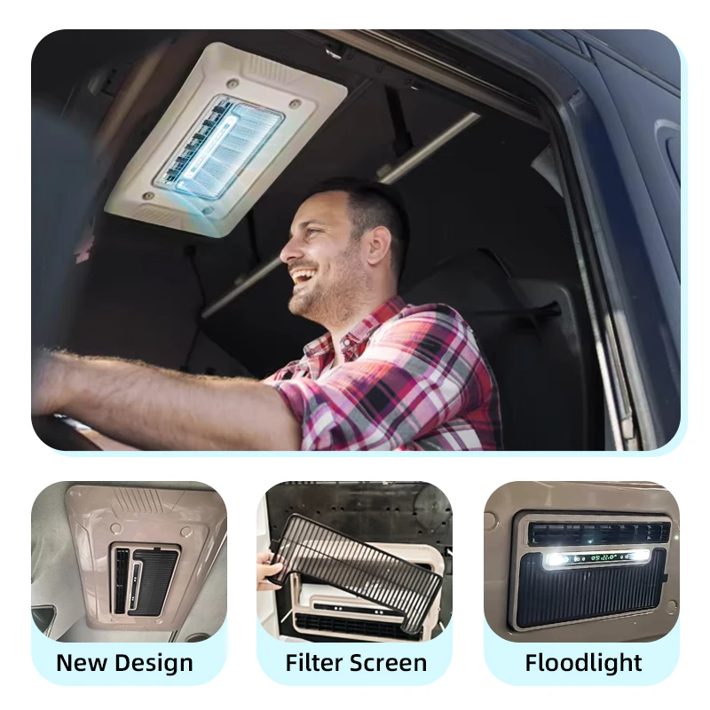 مكيف هواء مثبت على السطح تيار مستمر 12 فولت 24 فولت مكيفات هواء لوقوف السيارات على السطح للمقصورة RV تخييم شبه شاحنة مكيف هواء لوقوف السيارات