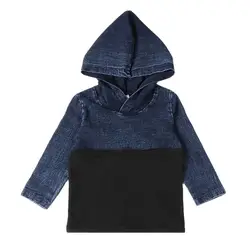 Kids t-shirt long sleeves baby clothes boy/girl clothes hooded  child school clothes denim blue autumn winter cowboy clothes