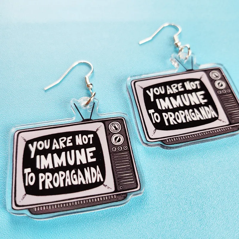 Vintage TV Acrylic Earrings You Are Mot Immune To Propaganda Novelty and Unique Women's Jewelry Exquisite Gift for MOM