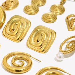 Retro C-shaped Daisy Pearl Creative Leaf Hollow Round Brushed Splicing Interlocking Comma Smoke Shaped Spiral Earrings
