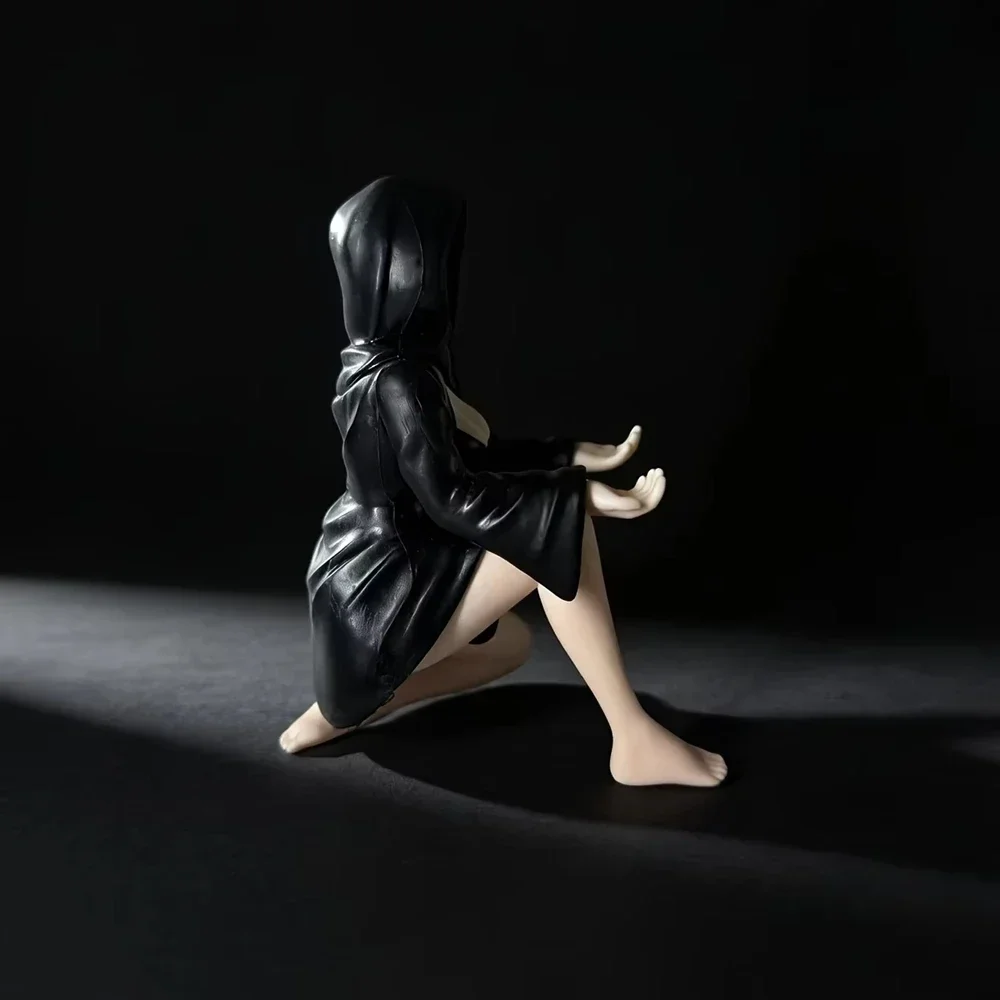 NEW Mysterious Black Robe Queen Sitting Bookshelf Sculpture Handmade Statue Dark Style Home Desktop Halloween Decoration