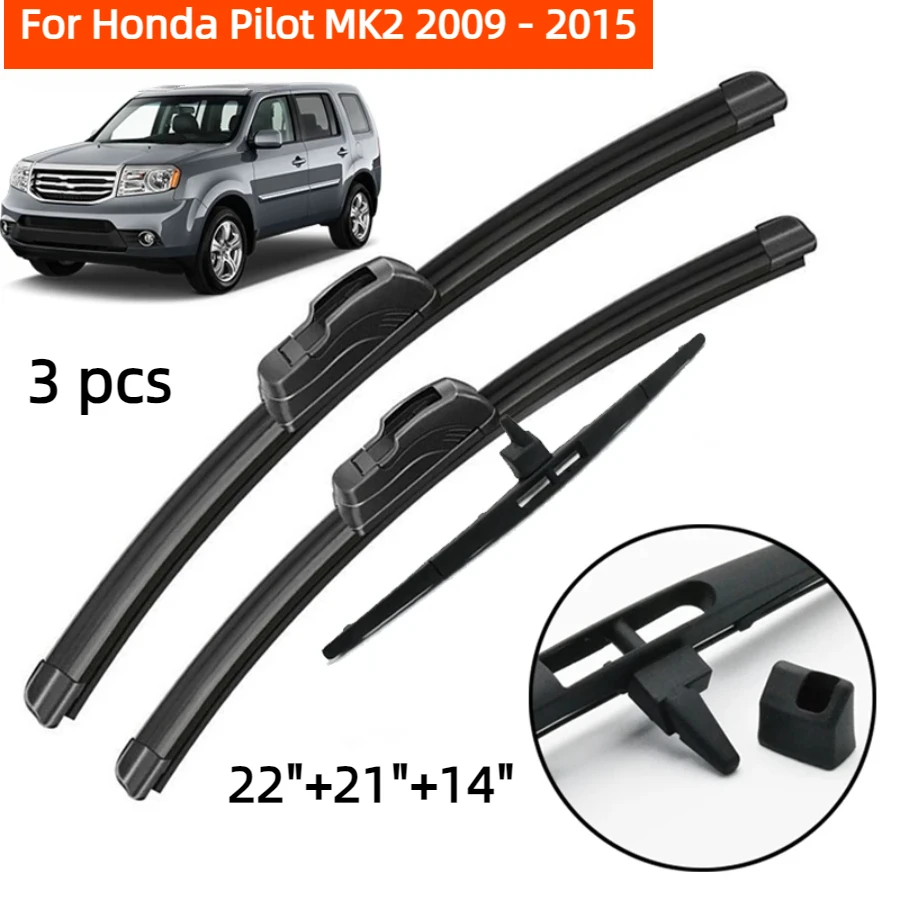 ZHANGU Wiper Front & Rear Wiper Blades Set Kit For Honda Pilot MK2 2009 - 2015 Windshield Windscreen Window Brushes 22