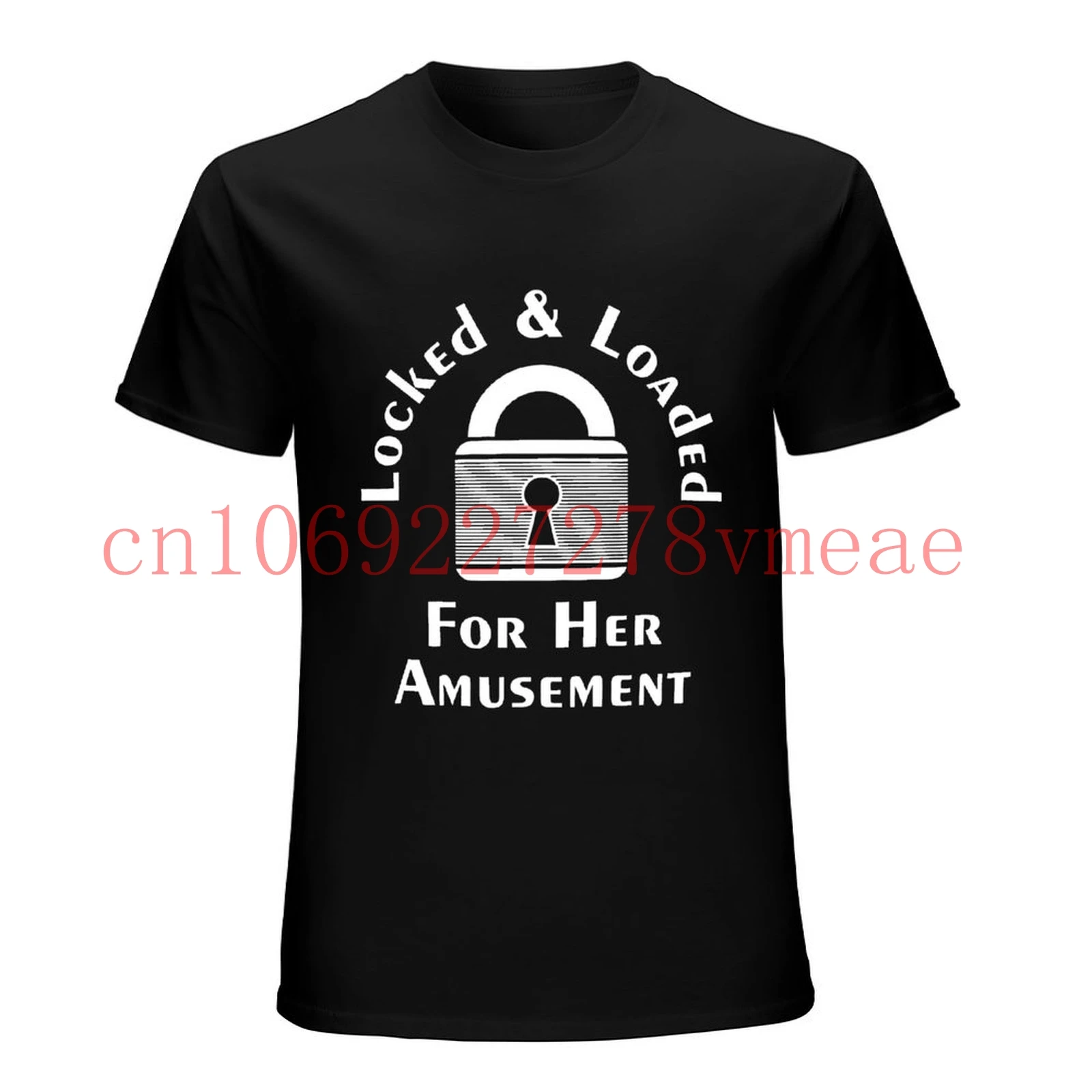 Femdom Male Chastity Men's T-shirt Locked and Loaded for Her Amusement