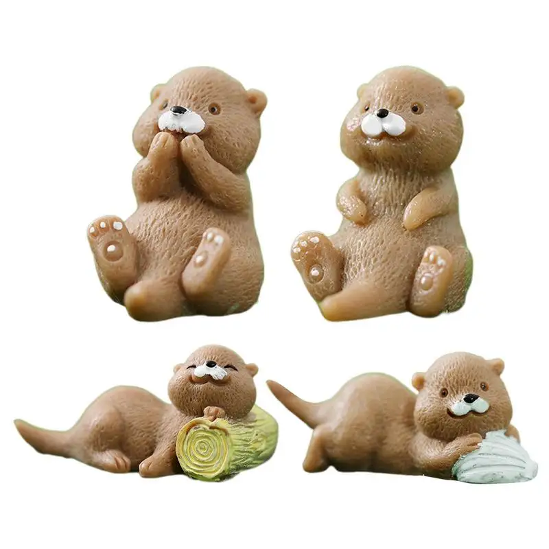 Miniature Sea Otters Ornament Realistic Garden DIY Resin Cartoon Miniature Crafts Ornament Birthday Cake Decoration